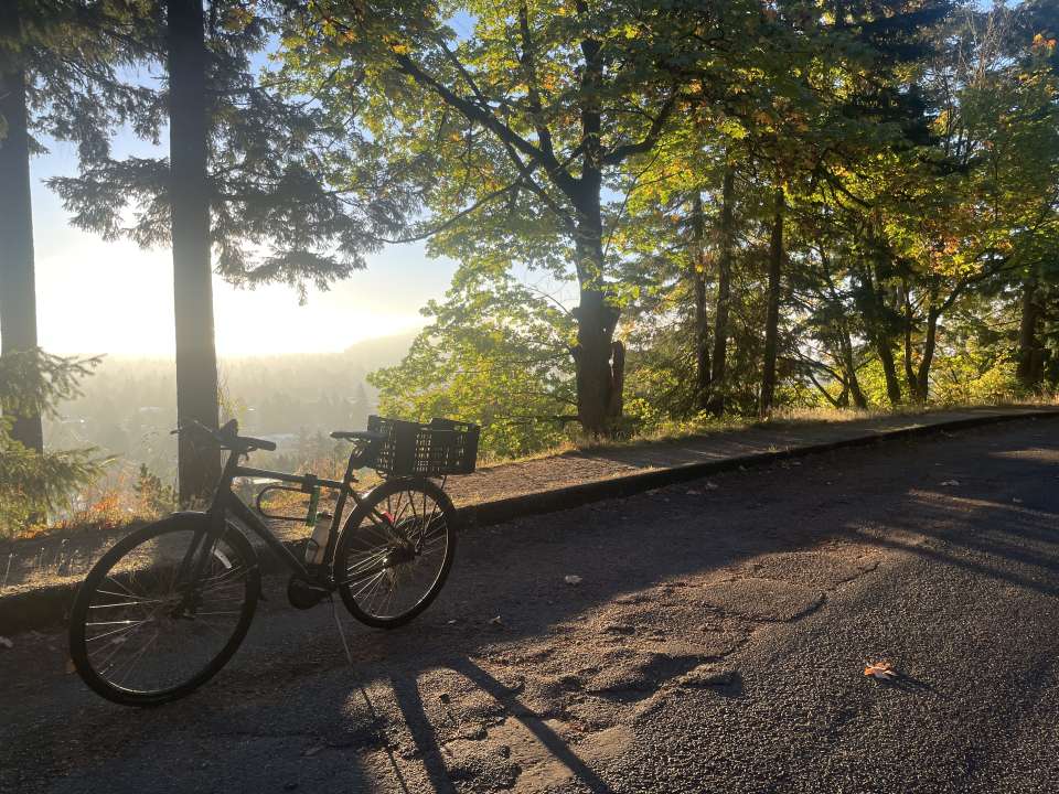 Bicycle in the sunrise at Mt Tabor