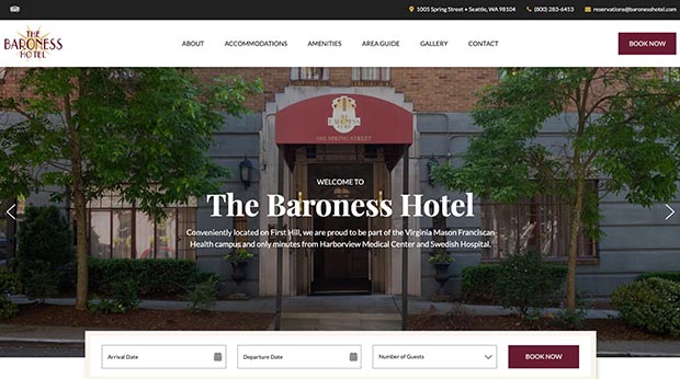 Screenshot of baronesshotel.com website