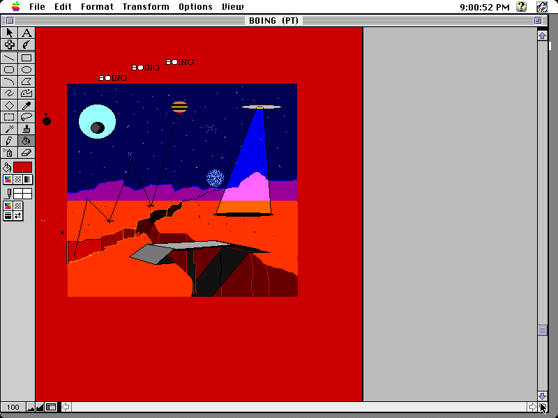 Drawing in ClarisWorks 3.0 on a 1990s Macintosh Performa