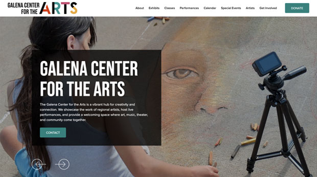 Screenshot of galenacenterforthearts.com website